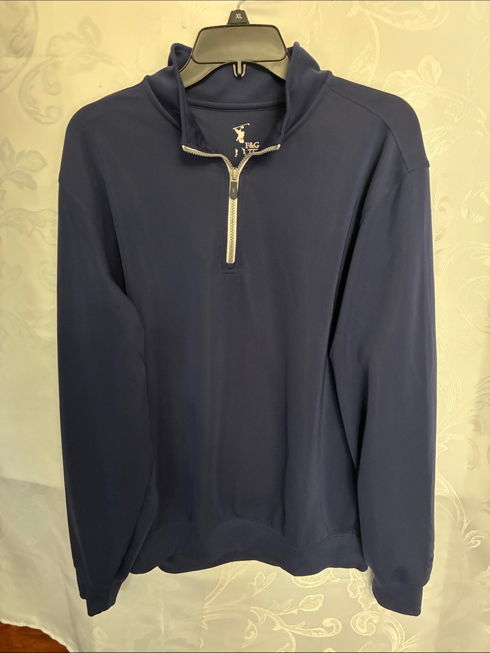F&G Tech Navy Quarter-Zip Pullover with Contrast Zipper